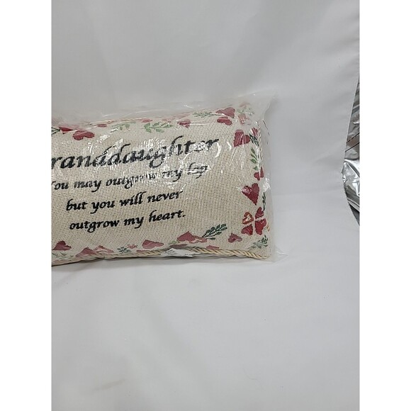 Embroidered Floral Heart Granddaughter Accent Lumbar Toss Throw Pillow 8"x12" - Picture 4 of 15